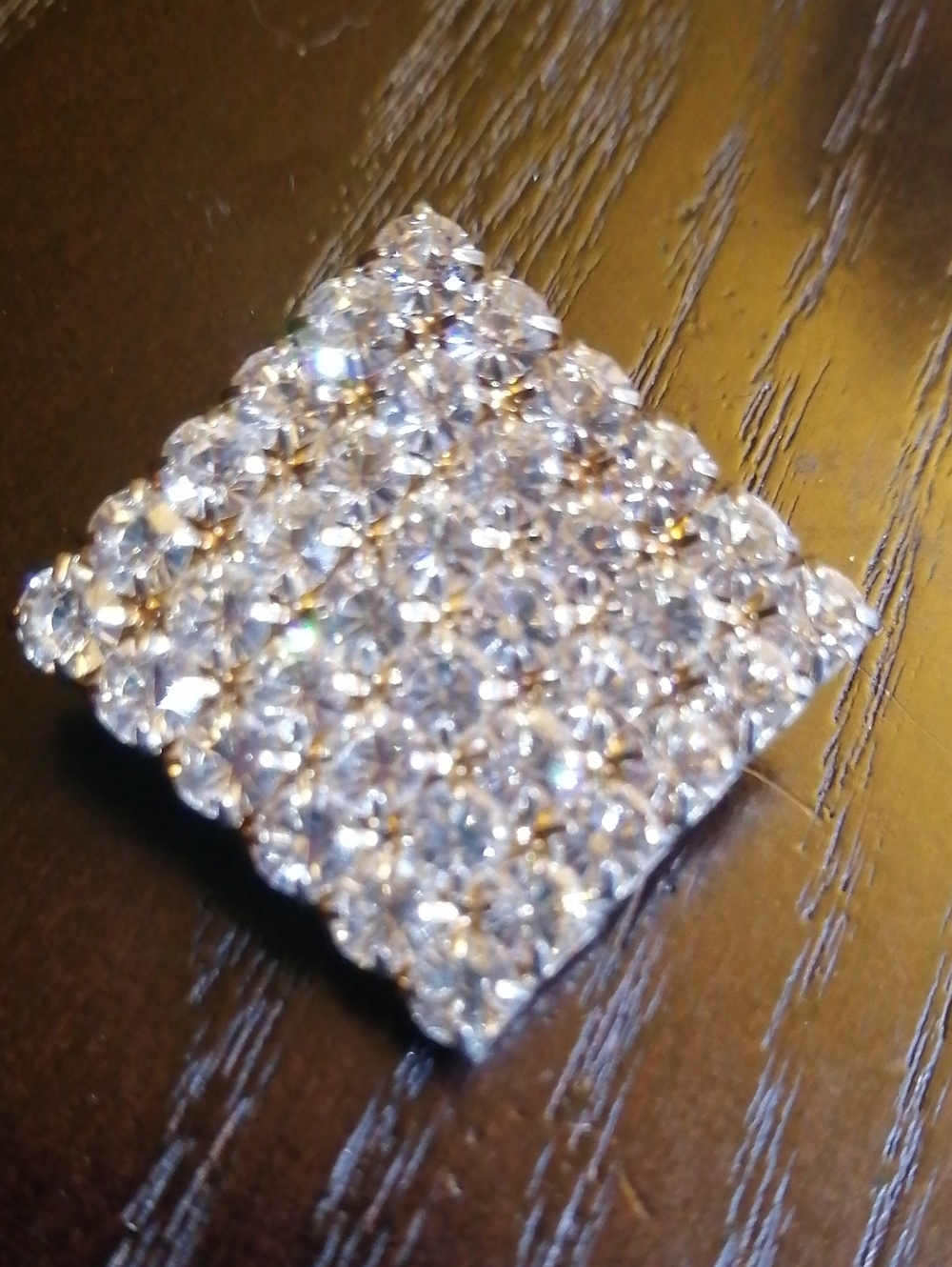 Sparkling Clear Crystal Square Vintage Brooch
